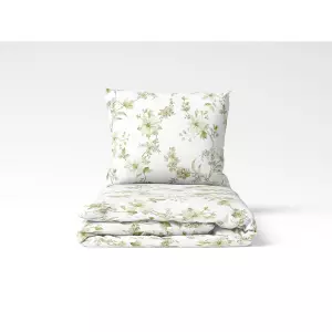 Saténové povlečení Khaki květy 140x200+70x90