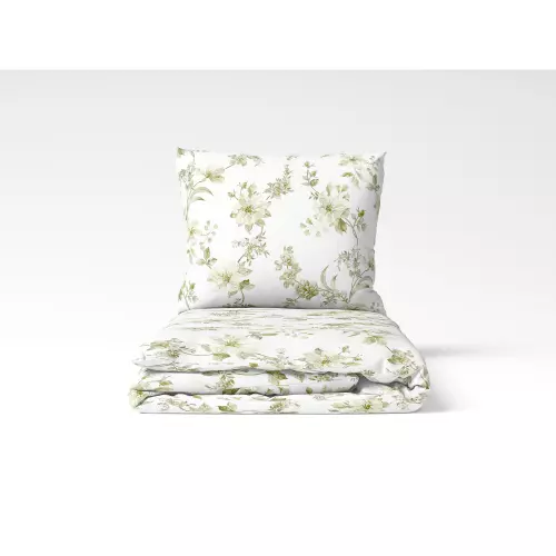 Saténové povlečení Khaki květy 140x200+70x90