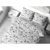 Flanelové povlečení Šedé listy na bílé 140x220+70x90