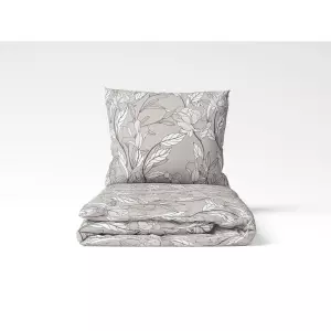 Flanelové povlečení Šedé květy na šedé 140x200+70x90
