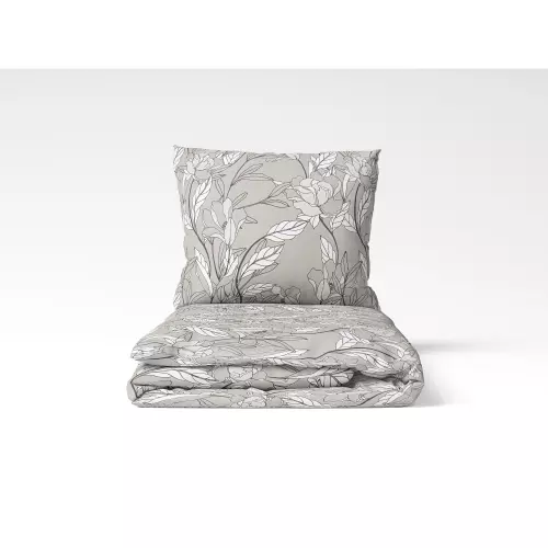 Flanelové povlečení Šedé květy na šedé 140x200+70x90
