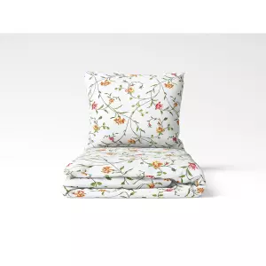 Flanelové povlečení Popínavé květy na bílé 140x200+70x90