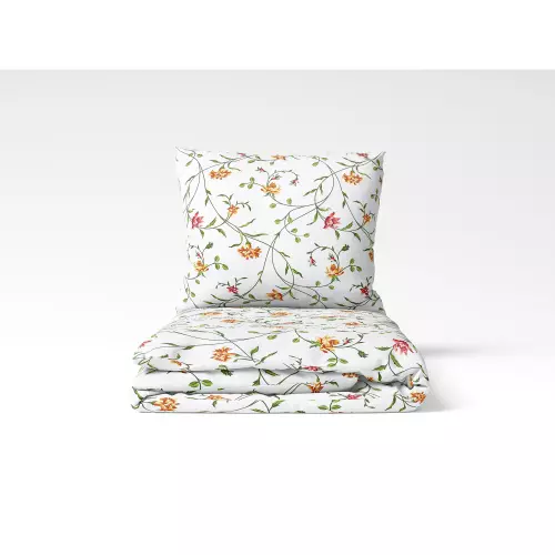 Flanelové povlečení Popínavé květy na bílé 140x200+70x90
