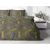 Flanelové povlečení Zlaté listy na šedé 140x200+70x90