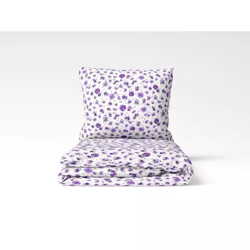 Saténové povlečení Macešky 140x200+70x90