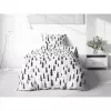 Mikroplyšové povlečení Černé stromky na bílé 140x200+70x90