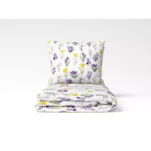 Saténové povlečení Květy krokusu 140x200+70x90