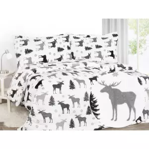 Mikroplyšové povlečení Šedí sobíci 140x200+70x90