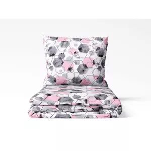 Bavlněné povlečení Růžové hexagony 140x200+70x90