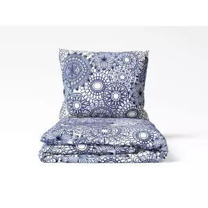 Bavlněné povlečení Tmavě modré mandaly na bílé 140x200+70x90