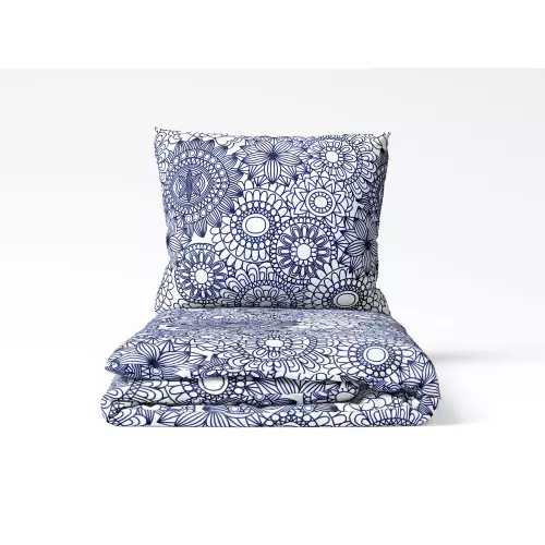 Bavlněné povlečení Tmavě modré mandaly na bílé 140x200+70x90