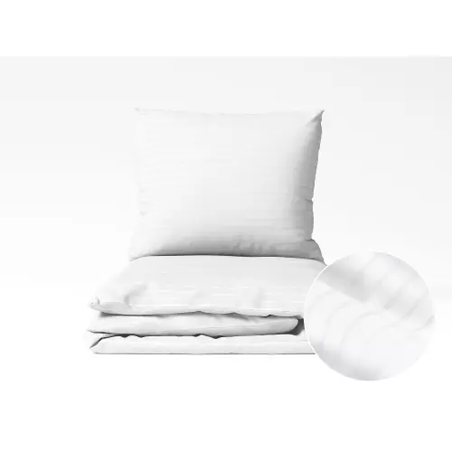 Damaškové povlečení proužky 24/6 mm - bílé 140x200+70x90