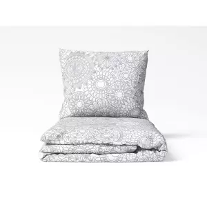 Bavlněné povlečení Šedé mandaly na bílé 140x200+70x90