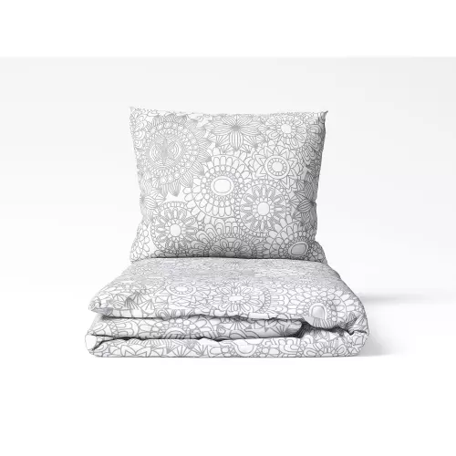 Bavlněné povlečení Šedé mandaly na bílé 140x200+70x90
