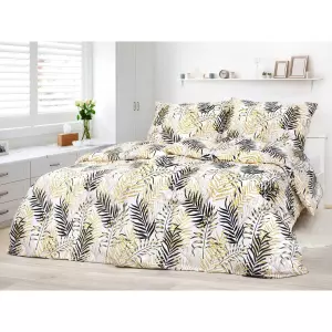 Saténové povlečení Zlato-černé palmové listy 140x200+70x90