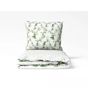 Bavlněné povlečení Kvítečka a listy na bílé - vende 140x200+70x90