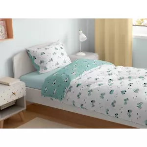 Dětské bavlněné povlečení Zelená a bílá autíčka - vende 140x200+70x90