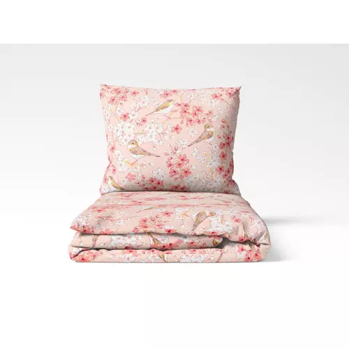 Bavlněné povlečení Ptáčci s květinami 140x200+70x90