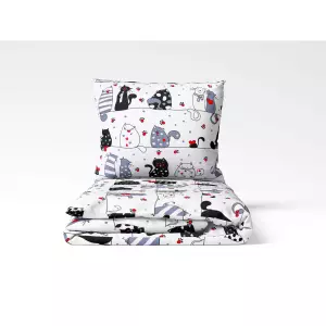Dětské bavlněné povlečení Zamilované kočky 140x200+70x90