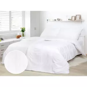 Damaškové povlečení proužky - bílé 140x200+70x90