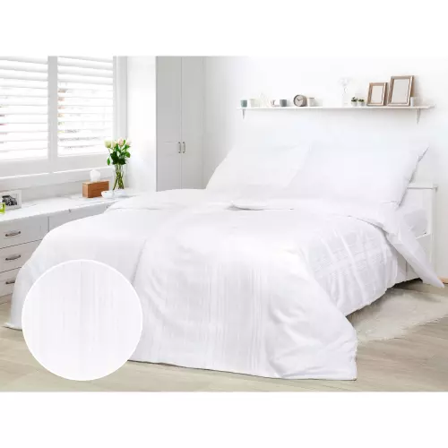 Damaškové povlečení proužky - bílé 140x200+70x90