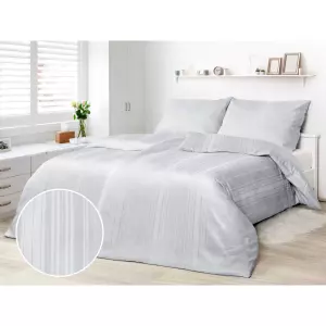 Damaškové povlečení proužky - šedé 140x200+70x90