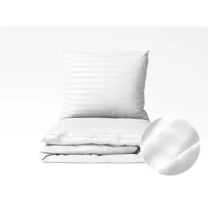 Damaškové povlečení proužky 2 cm - bílé 140x200+70x90