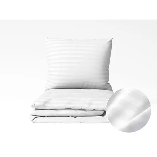 Damaškové povlečení proužky 2 cm - bílé 140x200+70x90