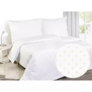 Perkálové povlečení Béžový puntík na bílé 140x200+70x90