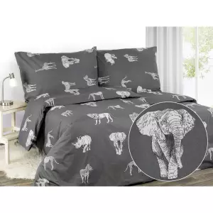 Saténové povlečení Safari na tmavě šedé 140x200+70x90