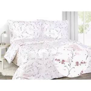 Saténové povlečení Květ sakury na bílé 140x200+70x90