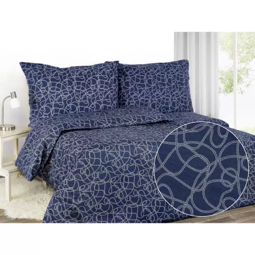 Saténové povlečení Provazy na tmavě modré 140x200+70x90