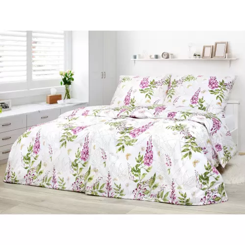 Saténové povlečení Květenství wistarie 140x200+70x90