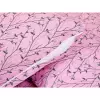 Saténové povlečení Šedé větvičky na růžové 140x200+70x90