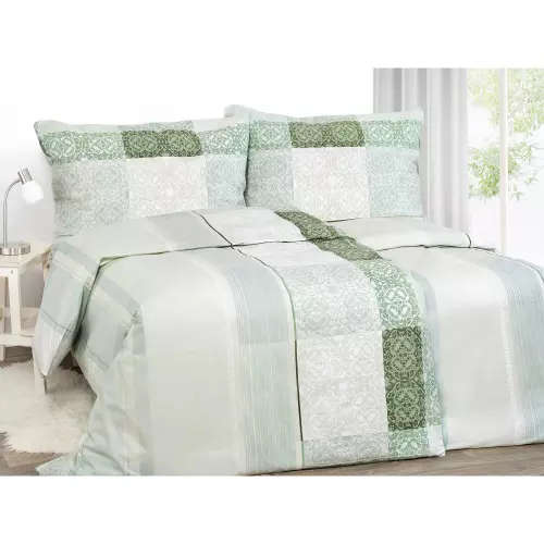 Saténové povlečení Světle zelený zámecký vzor 140x200+70x90