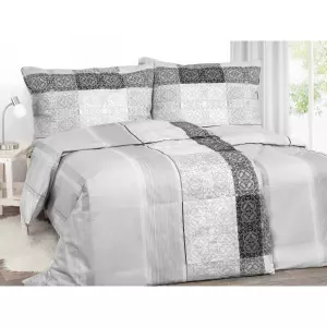 Saténové povlečení Šedo černý zámecký vzor 140x200+70x90