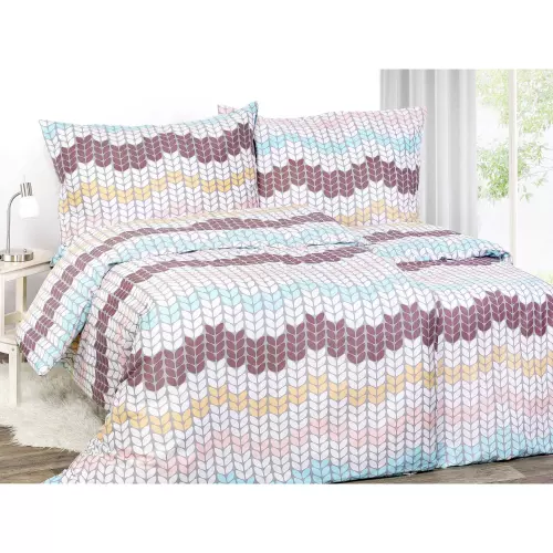 Saténové povlečení Geometrické lístečky 140x200+70x90