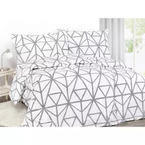Saténové povlečení Trojúhelníky na bílé 140x200+70x90