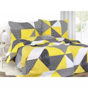 Bavlněné povlečení Žluto-černé trojúhelníky 140x200+70x90