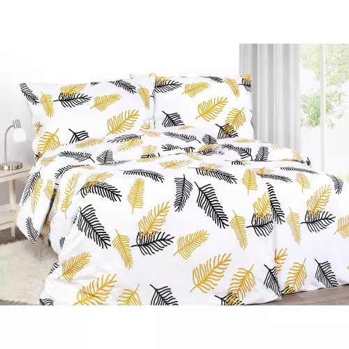 Saténové povlečení Palmové listy 140x200+70x90