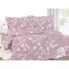Saténové povlečení Lilie na starorůžové 140x200+70x90