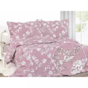 Saténové povlečení Lilie na starorůžové 140x200+70x90