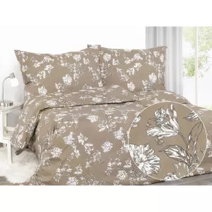 Saténové povlečení Lilie na hnědé 140x200+70x90