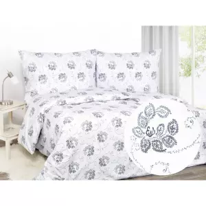 Flanelové povlečení Modré ornamenty na bílé 140x200+70x90