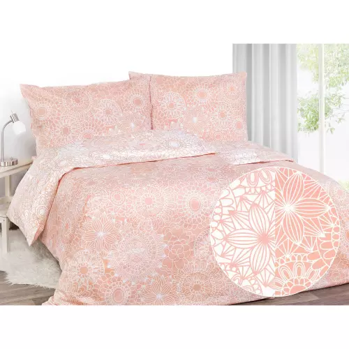 Bavlněné povlečení Bílé a lososové mandaly - vende 140x200+70x90