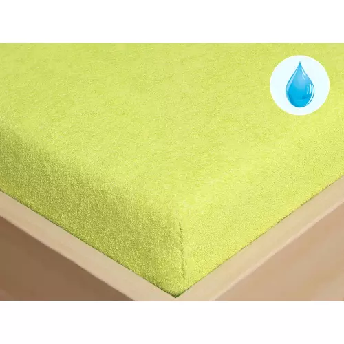 Nepropustné froté prostěradlo s napínací gumou - světle zelené 90x200