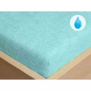 Nepropustné froté prostěradlo s napínací gumou - světle modré 90x200