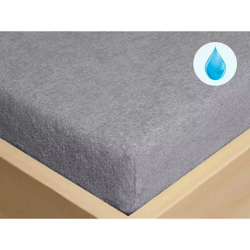 Nepropustné froté prostěradlo s napínací gumou - šedé 180x200