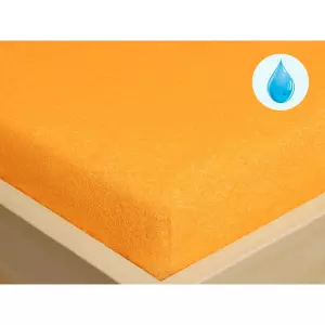 Nepropustné froté prostěradlo s napínací gumou - meruňkové 90x200