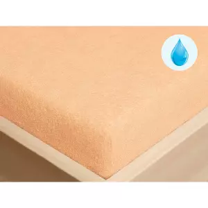 Nepropustné froté prostěradlo s napínací gumou - lososové 90x200